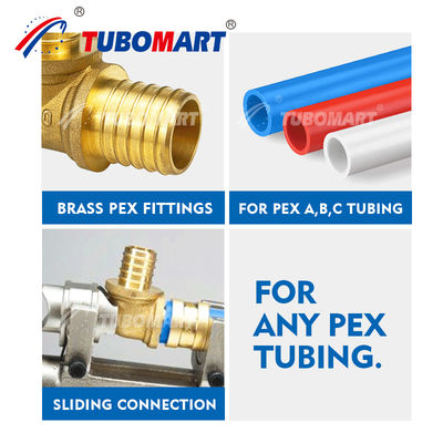 1/4 3/8 1/2 3/4 Inch Pex trượt phù hợp Natural đồng màu PEX ống phù hợp