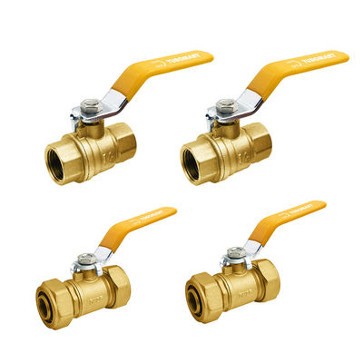 Van bóng đồng cho khí với kết nối nữ / nam tay cầm màu vàng được chứng nhận SAI GLOBAL AS4617-2004