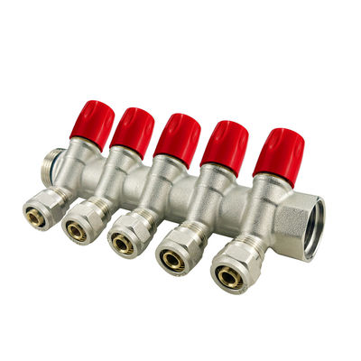 OEM 2-6way Brass Pex Manifold Kích thước tùy chỉnh / Phương tiện nhiệt độ bình thường cho các bộ phận sưởi ấm sàn