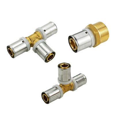 OEM 1/2 inch PEX Brass Fitting PEX Press Fitting 3/4 inch Tee bằng nhau cho ống sưởi ấm sàn Pex