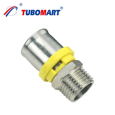 Tubomart CW614N Ống ống khí 1/4-4' PN25 Ống máy ép PEX màu vàng bằng khuỷu tay Ống khí