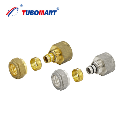 Phụ kiện ren đồng thau Tubomart OEM cho ống PEX AL PEX đa lớp, phụ kiện nén nước và khí đốt cho hệ thống ống nước