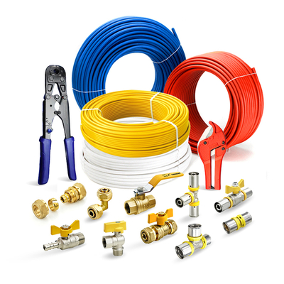 Tubomart Giá xuất xưởng 16-32mm OEM Màu xanh dương Tùy chỉnh Phụ kiện Pex Đầu nối ống Pex Al Đồng thau Phụ kiện ép Pex Pressfittings