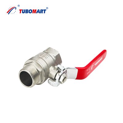 TUBOMART OEM DN25 Van bi đồng thau tháo rời từ ren trong sang ren ngoài với tay cầm bướm cho hệ thống sưởi sàn