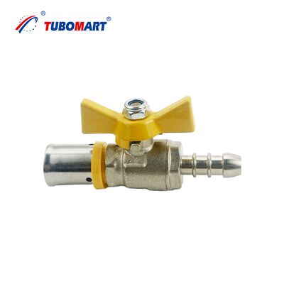 Van bi khí nén đồng thau Tubomart OEM 14-32mm với tay bướm dùng cho hệ thống ống PEX AL PEX đa lớp
