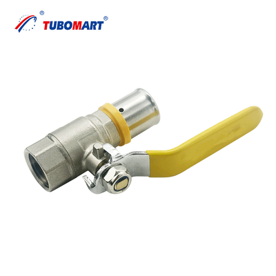 OEM 14-32mm Brass Press Gas Ball Valve với tay cầm dài cho sử dụng khí ống PEX AL PEX đa lớp