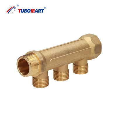 Ống góp đồng OEM Tubomart 2-6 ngả, ống góp nước 36mm 50mm, ống góp nước bằng đồng cho hệ thống sưởi sàn nhà
